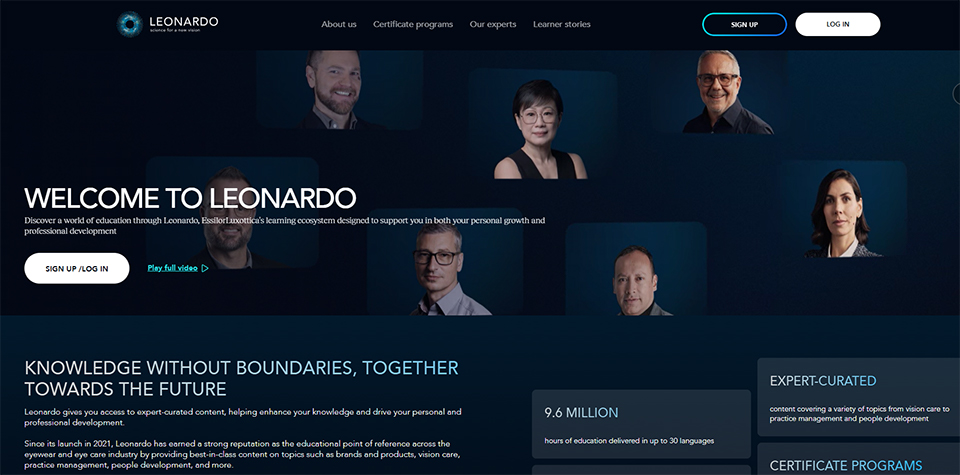 Startseite der Leonardo Lernplattform